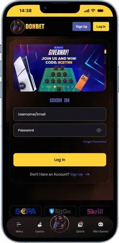 Log in to your casino account