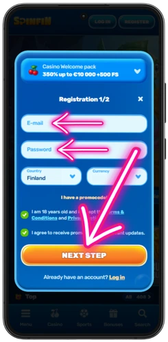 Non GamStop casino registration form with email and password